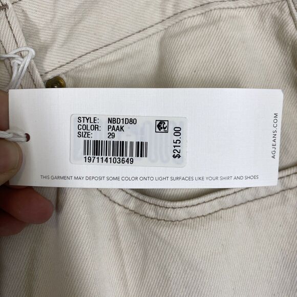 AG Kora Jeans Womens 29 High Rise Wide Leg Cream Denim Pants Cotton Casual - Picture 9 of 12